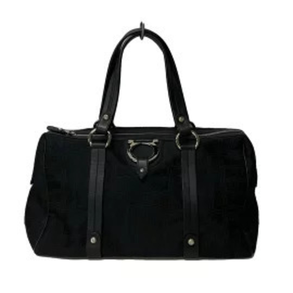 Salvatore Ferragamo Salvatore Gancini Handbag Black Leather